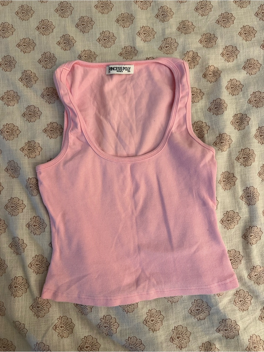 Princess Polly Light Pink Ribbed Scoop Tank